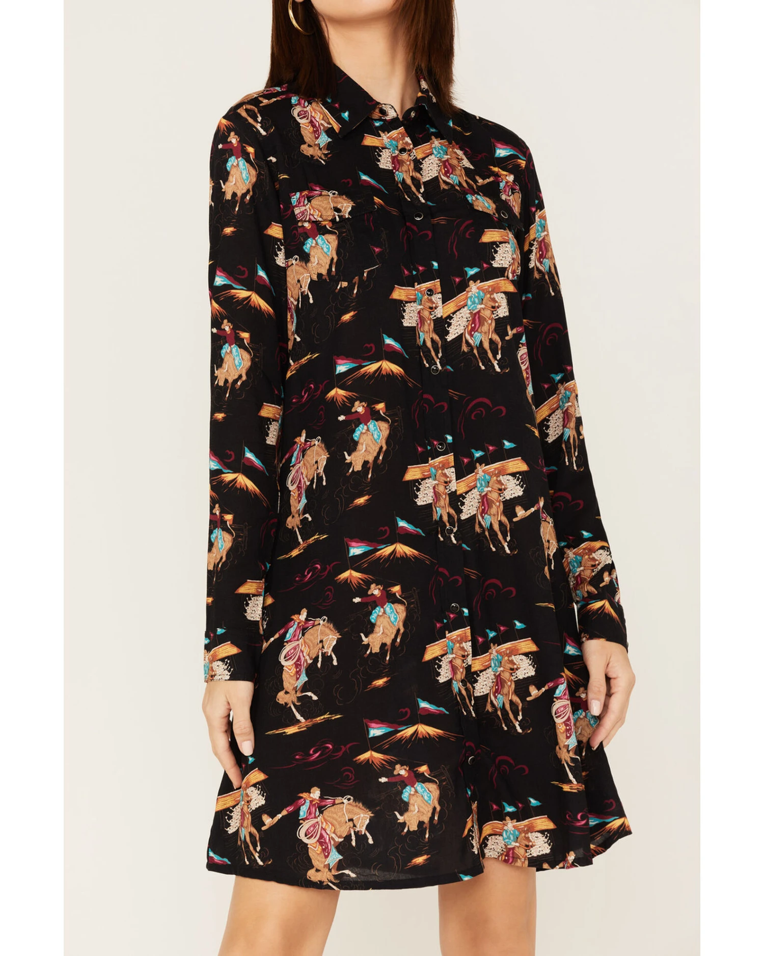 ROPER Karman Women's Retro Rodeo Print Shirt Dress 3 ROPER Karman Women's Retro Rodeo Print Shirt Dress