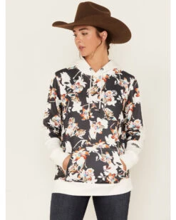 Hooey Women's Contrast Floral Print Hoodie -Deals Wild Cowgirl Style Store 2000378785 001 P1
