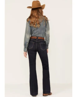 Rock & Roll Denim Women's Dark Wash High Rise Trouser Jeans -Deals Wild Cowgirl Style Store 2000380595 400 P3