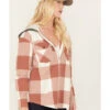 Cleo + Wolf Women's Buffalor Plaid Print Hooded Flannel Shirt