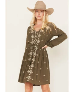Jolt Women's Floral Embroidered Long Sleeve Dress -Deals Wild Cowgirl Style Store 2000381568 341 P1