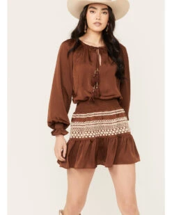 Shyanne Women's Satin Peasant Dress -Deals Wild Cowgirl Style Store 2000382869 201 P1