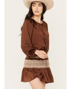 Shyanne Women's Satin Peasant Dress -Deals Wild Cowgirl Style Store 2000382869 201 P2