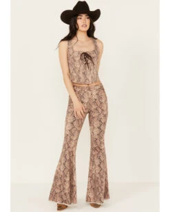 Shyanne Women's High Rise Snake Print Super Flare Jeans -Deals Wild Cowgirl Style Store 2000382919 251 P2