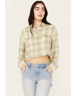 Cleo + Wolf Women's Long Sleeve Cropped Shirt -Deals Wild Cowgirl Style Store 2000382951 300 P1