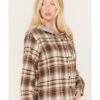 Cleo + Wolf Women's Tau Plaid Print Hooded Flannel Long Sleeve Shirt -Deals Wild Cowgirl Style Store 2000382956 251 P2