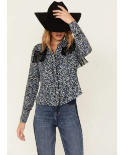Idyllwind Women's Brooks Print Fringe Long Sleeve Button Down Shirt -Deals Wild Cowgirl Style Store 2000382996 410 P1