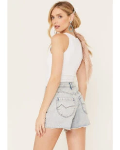 Cleo + Wolf Women's Light Wash Mid Rise Denim Distressed Shorts -Deals Wild Cowgirl Style Store 2000383231 412 P3