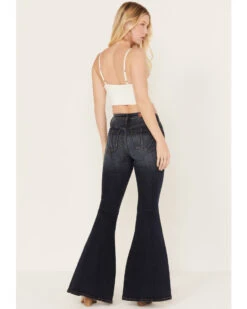 Shyanne Women's Dark Wash Mid Rise Slit Boot Cut Jeans -Deals Wild Cowgirl Style Store 2000383359 415 P3