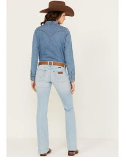 Wrangler Retro Women's Mid Rise Light Wash Mae Wide Leg Trouser Jeans -Deals Wild Cowgirl Style Store 2000384128 412 P3