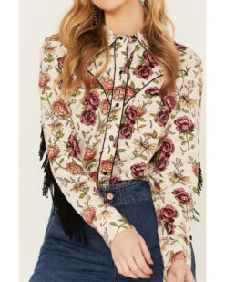 Rock & Roll Denim Women's Fringe Floral Long Sleeve Western Shirt -Deals Wild Cowgirl Style Store 2000384988 110 P3