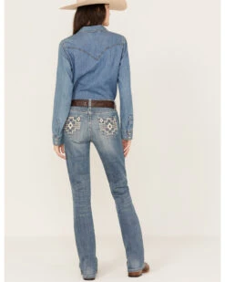 Rock & Roll Denim Women's Light Wash Mid Rise Bootcut Jeans -Deals Wild Cowgirl Style Store 2000385097 412 P3