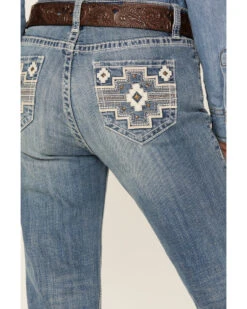 Rock & Roll Denim Women's Light Wash Mid Rise Bootcut Jeans -Deals Wild Cowgirl Style Store 2000385097 412 P4