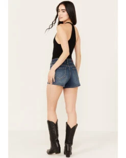 Rock & Roll Denim Women's Medium Wash Mid Rise Extra Stretch Seam Shorts -Deals Wild Cowgirl Style Store 2000385100 414 P3