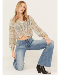 Shyanne Women's Long Sleeve Print Woven Tunic 9 Shyanne Women's Long Sleeve Print Woven Tunic -Deals Wild Cowgirl Style Store 2000386679 343 P1