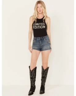 Idyllwind Women's Onslow Medium Wash Mid Rise Rebel Embellished Stretch Shorts 8 Idyllwind Women's Onslow Medium Wash Mid Rise Rebel Embellished Stretch Shorts -Deals Wild Cowgirl Style Store 2000386833 414 P1