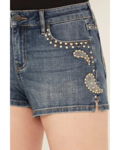 Idyllwind Women's Onslow Medium Wash Mid Rise Rebel Embellished Stretch Shorts 9 Idyllwind Women's Onslow Medium Wash Mid Rise Rebel Embellished Stretch Shorts -Deals Wild Cowgirl Style Store 2000386833 414 P2