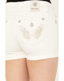 Miss Me Women's Mid Rise Angel Wing Cuffed Denim Shorts -Deals Wild Cowgirl Style Store 2000387018 100 P2