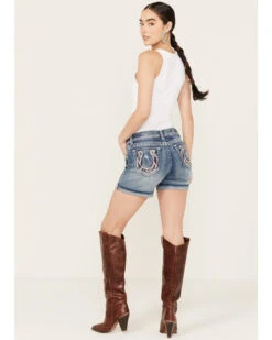 Grace In LA Women's Medium Wash Americana Horseshoe Jeans 9 Grace In LA Women's Medium Wash Americana Horseshoe Jeans -Deals Wild Cowgirl Style Store 2000387379 414 P1