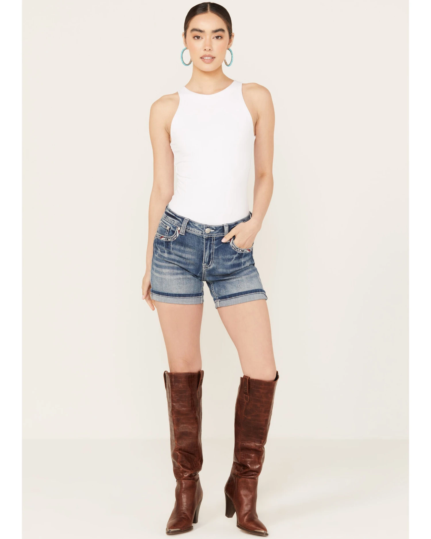 Grace In LA Women's Medium Wash Americana Horseshoe Jeans 5 Grace In LA Women's Medium Wash Americana Horseshoe Jeans - Image 3