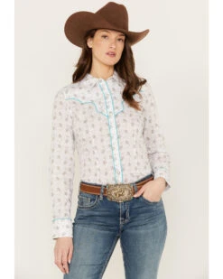 Rock & Roll Denim Women's Floral Long Sleeve Pearl Snap Western Shirt -Deals Wild Cowgirl Style Store 2000387593 100 P1