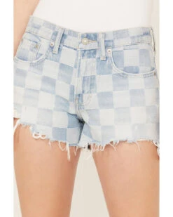 Lucky Brand Women's Light Wash Speedway Checkered Mid Rise Distressed Shorts -Deals Wild Cowgirl Style Store 2000388111 412 P2