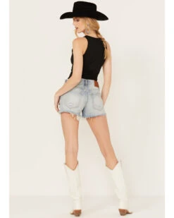 Lucky Brand Women's Light Wash Anchors Away Mid Rise Distressed Shorts -Deals Wild Cowgirl Style Store 2000388113 412 P3