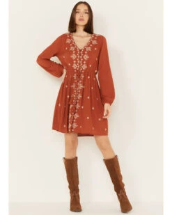 Jolt Women's Embroidered Long Sleeve Dress -Deals Wild Cowgirl Style Store 2000390037 220 P1