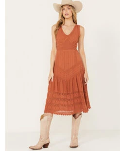 Scully Women's Sleeveless Lace Hem Dress -Deals Wild Cowgirl Style Store 2000393042 220 P1