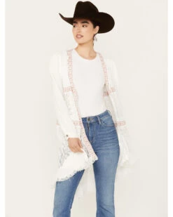 POL Women's Tiered Ditsy Print Long Sleeve Kimono -Deals Wild Cowgirl Style Store 2000393565 100 P1