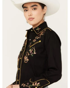 Rockmount Ranchwear Women's Floral Embroidered Long Sleeve Pearl Snap Western Shirt 9 Rockmount Ranchwear Women's Floral Embroidered Long Sleeve Pearl Snap Western Shirt -Deals Wild Cowgirl Style Store 2000393805 001 P2