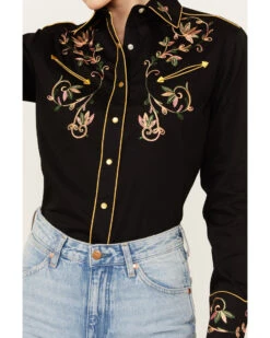 Rockmount Ranchwear Women's Floral Embroidered Long Sleeve Pearl Snap Western Shirt 8 Rockmount Ranchwear Women's Floral Embroidered Long Sleeve Pearl Snap Western Shirt -Deals Wild Cowgirl Style Store 2000393805 001 P3